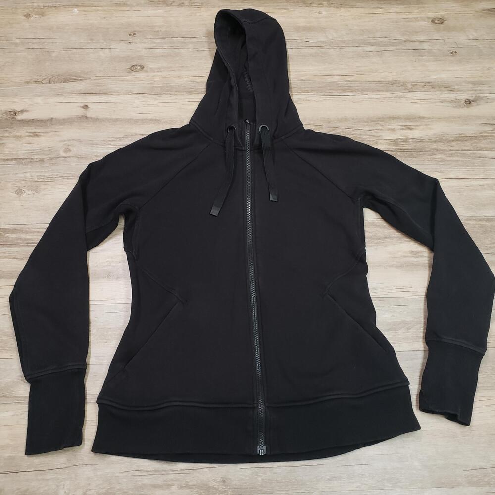 Athleta Hoodie Sweatshirt Womens Medium Black Fleece Full Zip Athletic